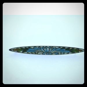 Art Deco style sterling silver enamel brooch pin